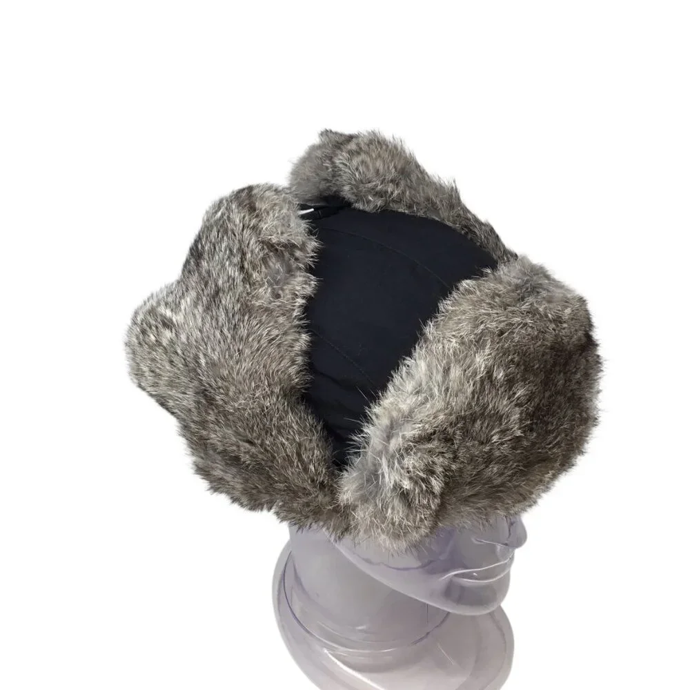 American Classics Real Rabbit Fur Trapper Hat Ear Flaps Insulated Sz M Aviator